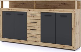 Komoda Luna 190 cm dub Artisan/čierna