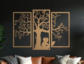 drevko 3-dielny obraz na stenu Dievča pod stromom Rozmer obrazu: 56,5 x 80 cm, Farba dekorácie: Čierna