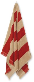 Ferm Living Bavlnená osuška Alee Light Camel/Red 70 x 140 cm