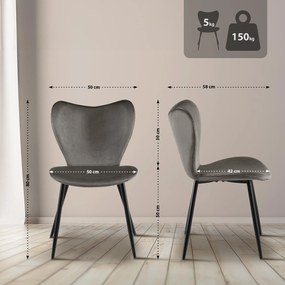 Jedálenská stolička Maika zamat - antracitová