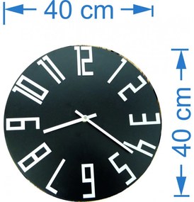 Moderné čierne nástenné hodiny z dreva – biele čísla | SENTOP HDFK008