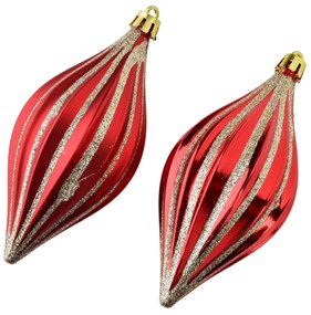 Vánoční sada 2 ks závěsných šišek SANTA LILA II 17 cm červená