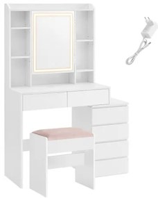 Toaletný stolík s taburetkou a LED osvetlením RDT125W01