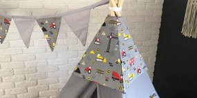 Dekoračná vlajková girlanda STAVEBNÉ STROJE - šedá