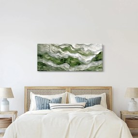 Obraz - Zelenobiele vlnky (120x50 cm)