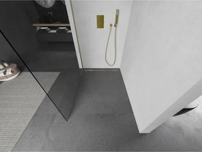 Mexen Kioto, sprchová zásteny typ Walk-In 150 x 200 cm, 8mm číre sklo, zlatý matný profil, 800-150-101-55-00