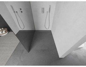 Mexen Kioto, sprchová zástena Walk-In 100 x 200 cm, 8mm sklo vzor zrkadlo, brúsená oceľ profil, 800-100-101-97-50