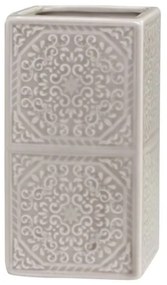Béžový porcelánový držiak na kefky s ornamentmi - 7*7*12 cm