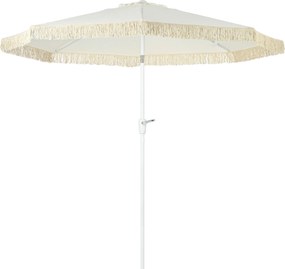 Outsunny Záhradný Parasol Vonkajší Naklápací Parasol s Čipkou a Kľukou 8 Rámov dim. Ø 2,65 x 2,45 H m Biela | Aosom