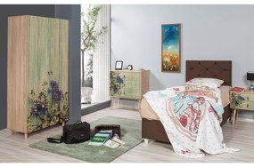 Šatní skříň Stil 90 cm dub sonoma/zelená