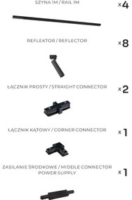 Zuma Line 3588 - Bodové svietidlo do lištového systému LULU 8xGU10/35W/230V čierna