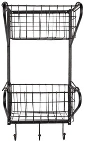 Nástenný kovový vešiak s košíkmi Bettie  - 31*22*63 cm