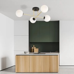 Luster na tyči MAGNUM 4xE14/10W/230V biela/zlatá/čierna