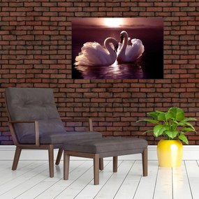Obraz - Labute na jazere (90x60 cm)
