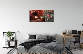 Sklenený obraz Vianočný strom ozdoby svetla darčeky 140x70 cm
