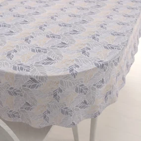 Biante Dekoračný oválny obrus PML-057 Mozaika žltosivých listov na sivom 120x200 cm