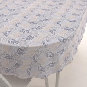 Biante Dekoračný oválny obrus PML-057 Mozaika žltosivých listov na sivom 140x180 cm