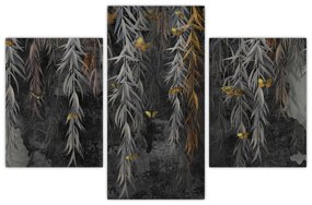 Obraz - Vŕbové vetvičky v čiernom pozadí (90x60 cm)