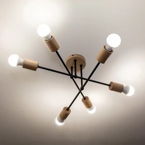 Prisadený luster CAMBRIDGE 6xE27/15W/230V borovica