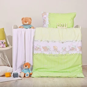Obliečky detské Macko zelené EMI: Detský set 90x130 + 45x65