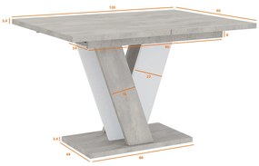 Jedálenský stôl Venag (svetlosivá + biela) (pre 4 až 6 osôb). Vlastná spoľahlivá doprava až k Vám domov. 1055270