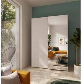 Šatníková skriňa so zrkadlom KARO 150x210 cm biela