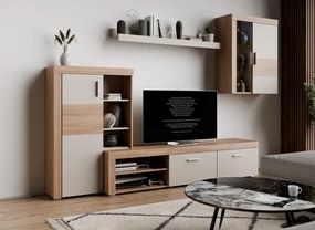 Obývacia stena Pico, dub jantárový/béžová kašmír, s osvetlením