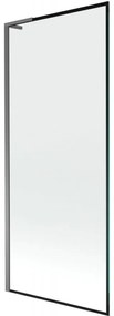 Mexen Next L, 1-krídlová vaňová zástena 80 x 150 cm, 6mm číre sklo-čierny vzor, grafitový profil, 895-080-000-03-70-95