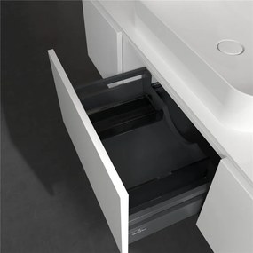 VILLEROY &amp; BOCH Legato závesná skrinka pod umývadlo na dosku (umývadlo v strede), 3 zásuvky, 1400 x 500 x 380 mm, Glossy White, B75900DH