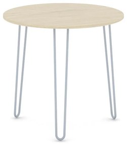 Okrúhly jedálenský stôl SPIDER, priemer 80 cm, sivo-strieborná podnož, doska dub prírodný