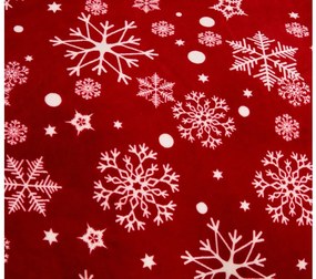 Sada mikroplyšových obliečok SNOWFALL červené + obliečka mikroplyš SOFT 90x200 cm biele, jednolôžko