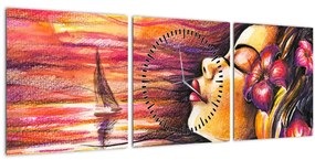 Obraz - Spomienky na leto (s hodinami) (90x30 cm)