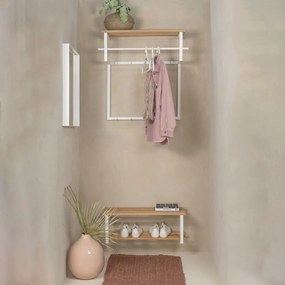 Kovový nástenný vešiak v bielo-prírodnej farbe s poličkou Rizzoli – Spinder Design