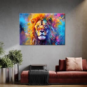 Obraz na plátně, Barevný lev Abstrakce - 100x70 cm