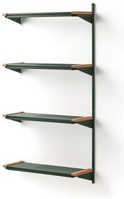 Regál na topánky JEPPE so 4 policami, prídavná sekcia, 1790x900x310 mm, zelená/dub