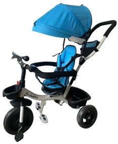 Modrá detská trojkolka Rodullo - 360 stupňové otočné sedadlo