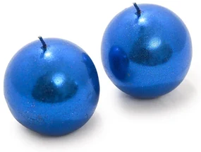 Sada 2 sviečok gule CANDLE BALL BLUE 4,5 cm modrá