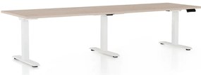 Výškovo nastaviteľný stôl OfficeTech Long, 260 x 80 cm, biela podnož, dub