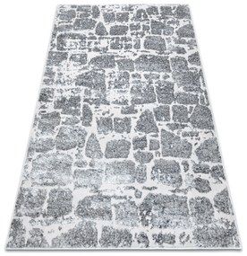 Moderný MEFE koberec   6184 Dlažba tehla - Štrukturálny,  dve vrstvy  rúna tmavosivá