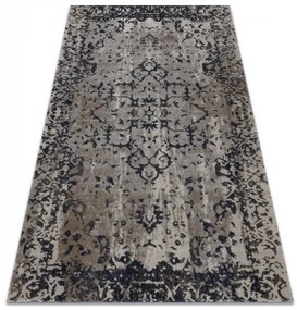 Moderný koberec MUNDO E0681 ornament, rám vintage outdoor béžovo / čierny