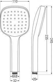 Mexen príslušenstvo - hlavica ručnej sprchy Oval R-33, 1-funkcia, čierna, 79533-70