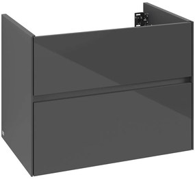 VILLEROY &amp; BOCH Collaro závesná skrinka pod umývadlo, 2 zásuvky, 796 x 498 x 603 mm, Glossy Grey, C13800FP