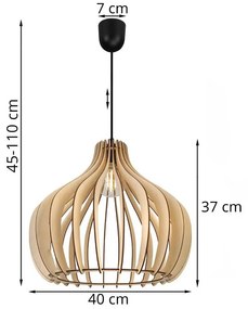 Závesné svietidlo Timber 3, 1x drevené tienidlo, lp