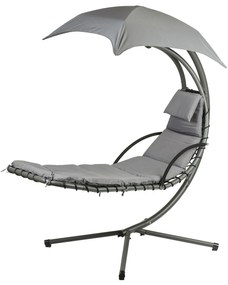 ModernHome Záhradné hojdacie kreslo sivé