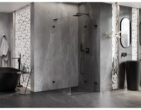 Mexen Lunar-F L, sklápací sprchový kút pravý 70 x 70 cm, 8mm číre sklo, čierny profil, 836L-070-070-70-00-P