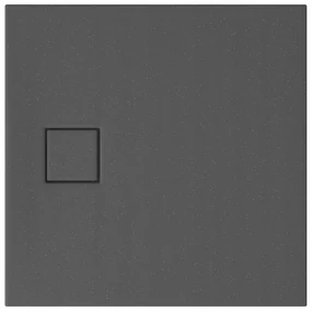 Cersanit Tako Slim, štvorcová sprchová vanička 80x80x4 cm + šedý sifón, šedá matná, S932-161