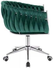 LuxuryForm DESIGN Stolička NORDEN VELUR na striebornej podstave s kolieskami - zelená