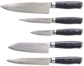 Súprava nožov G21 Gourmet Damascus v bambusovom bloku 5 ks + brúsny kameň