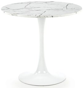 Stôl Denver 80 Mdf/Oceľ – Biely Marmur/Biely