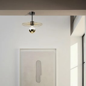 Luster na tyči MONTANA 1xE27/15W/230V pr. 30 cm zlatá/čierna